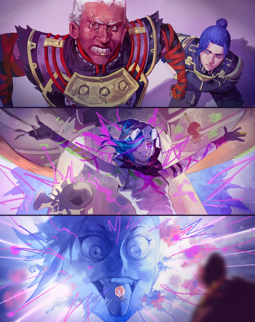 jinx, caitlyn, arcane jinx, arcane caitlyn, arcane fractured jinx, and 1 more (league of legends and 2 more) drawn by hieumay
