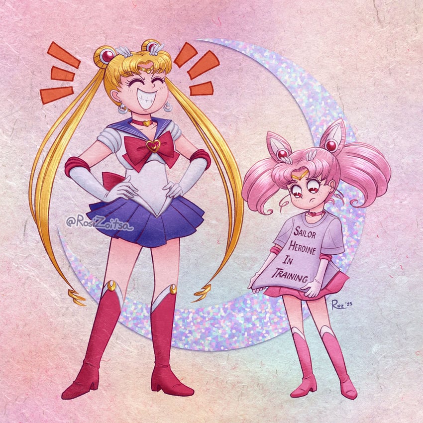 tsukino usagi, sailor moon, chibi usa, and sailor chibi moon (bishoujo senshi sailor moon) drawn by rosizoitsa