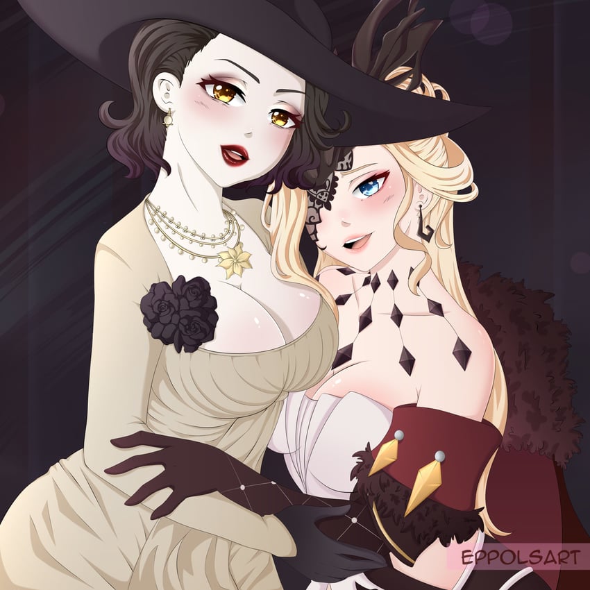 signora and alcina dimitrescu (genshin impact and 2 more) drawn by eppols_art