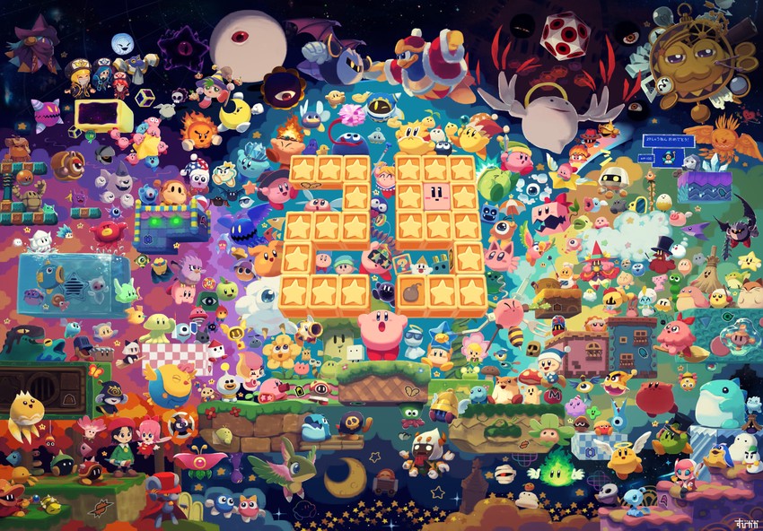 kirby, meta knight, waddle dee, king dedede, magolor, and 220 more (kirby and 14 more) drawn by suyasuyabi