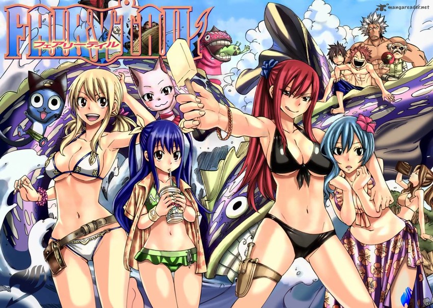 lucy heartfilia, erza scarlet, natsu dragneel, wendy marvell, juvia lockser, and 8 more (fairy tail and 1 more) drawn by mashima_hiro