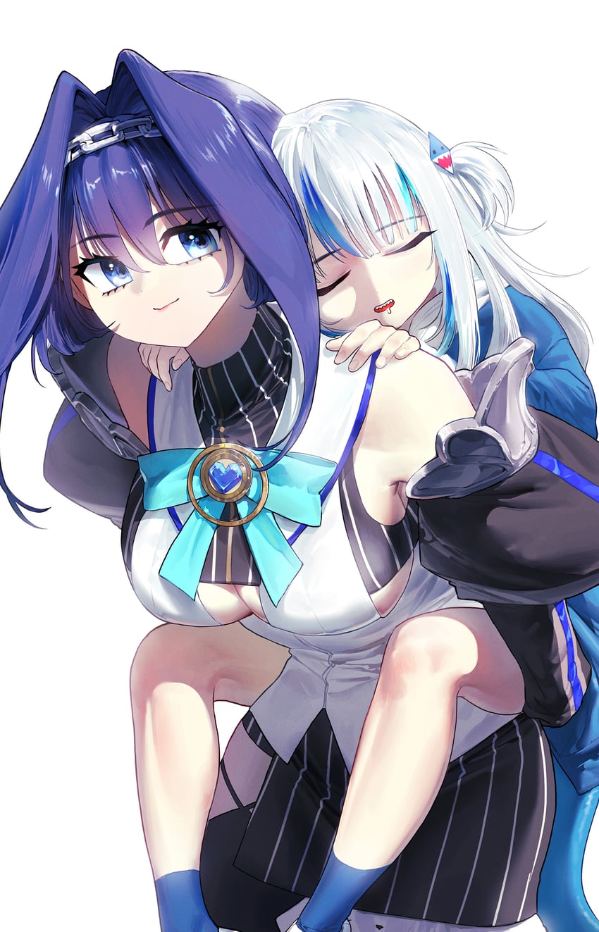 gawr gura and ouro kronii (hololive and 1 more) drawn by ghdwid