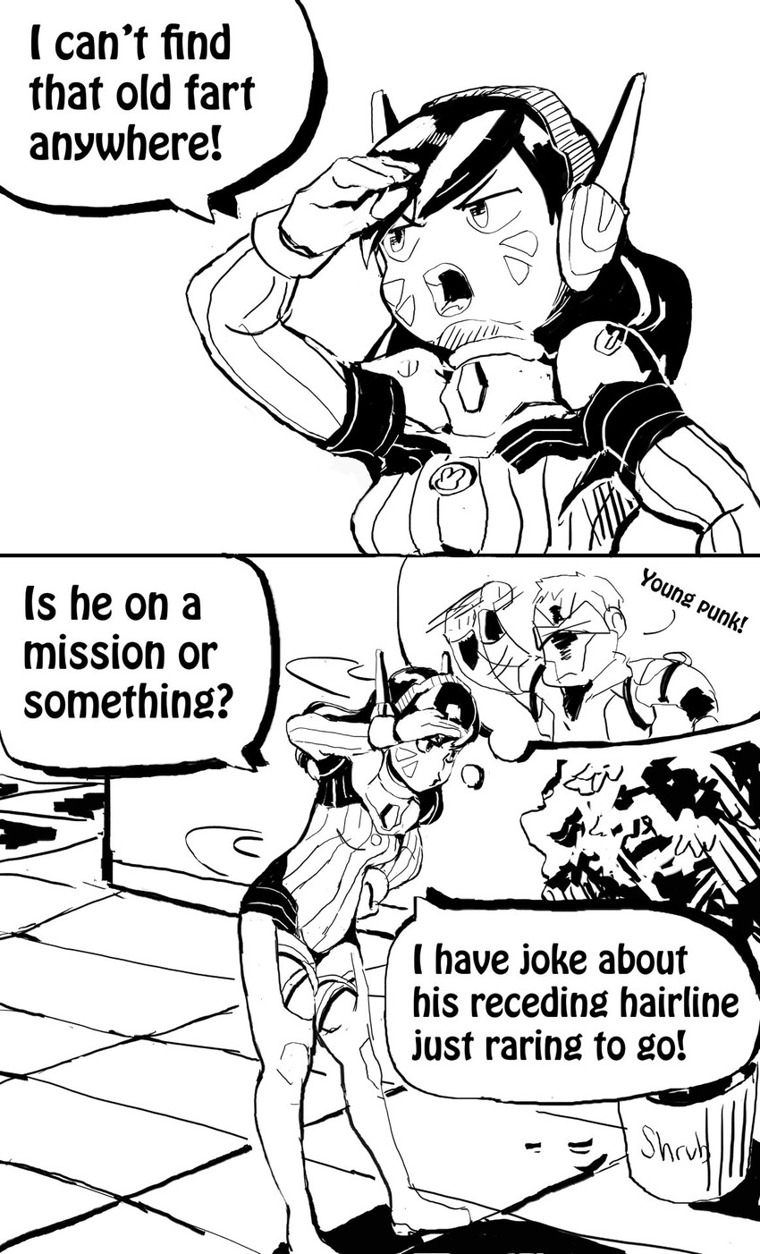 d.va and soldier: 76 (overwatch and 1 more) drawn by njike
