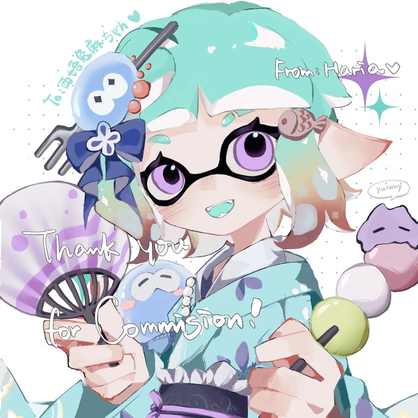 inkling player character and inkling girl (splatoon and 1 more) drawn by ranaharia_neko