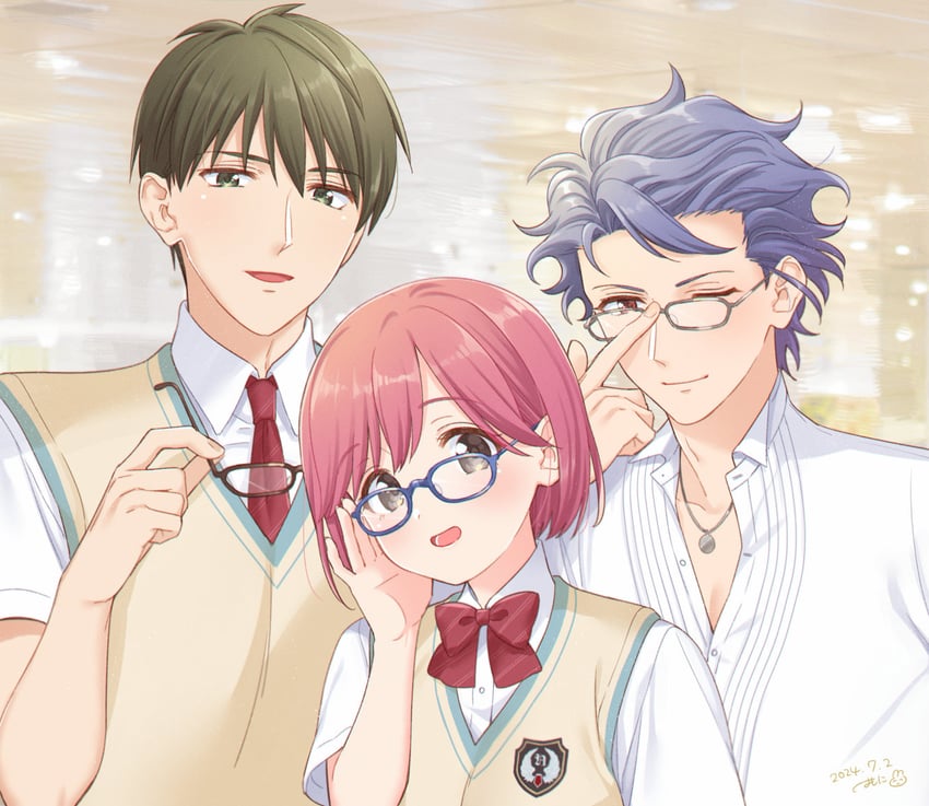protagonist, shitara seiji, and konno tamao (tokimeki memorial and 2 more) drawn by krudears