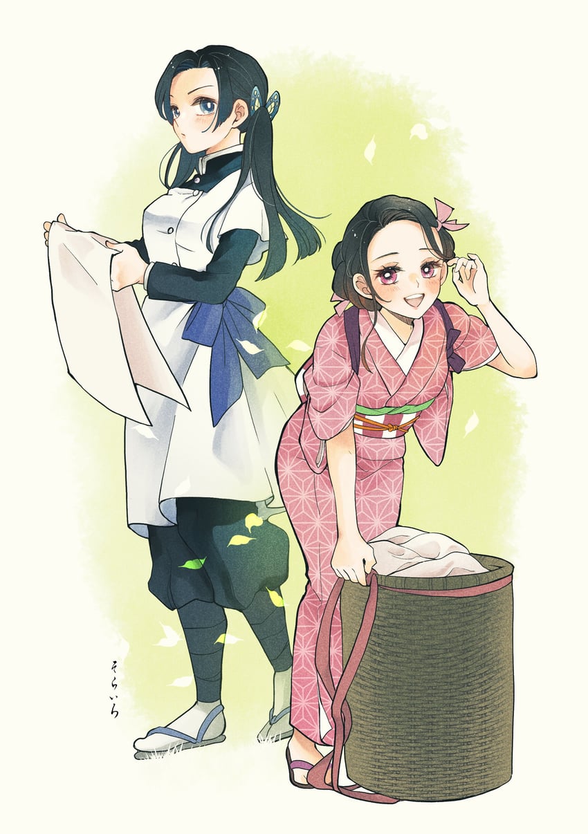 kamado nezuko and kanzaki aoi (kimetsu no yaiba) drawn by sky_blue_025250