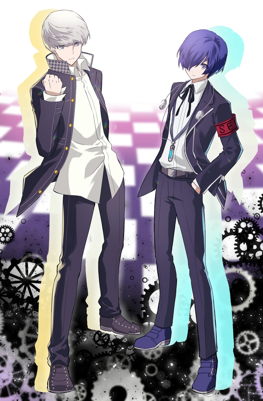 narukami yu and yuuki makoto (persona and 4 more) drawn by tsukitaka
