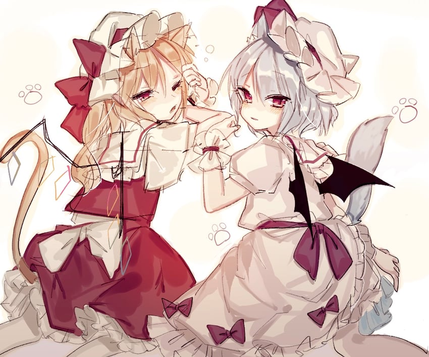 remilia scarlet and flandre scarlet (touhou) drawn by sorani_(kaeru0768)