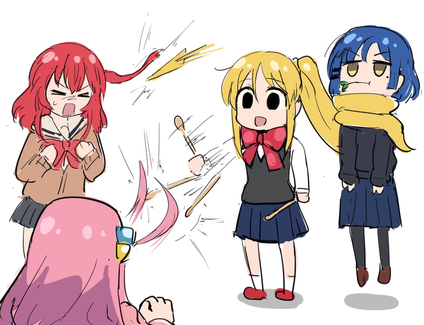 gotoh hitori, kita ikuyo, ijichi nijika, and yamada ryo (bocchi the rock!) drawn by tenten_(chan4545)