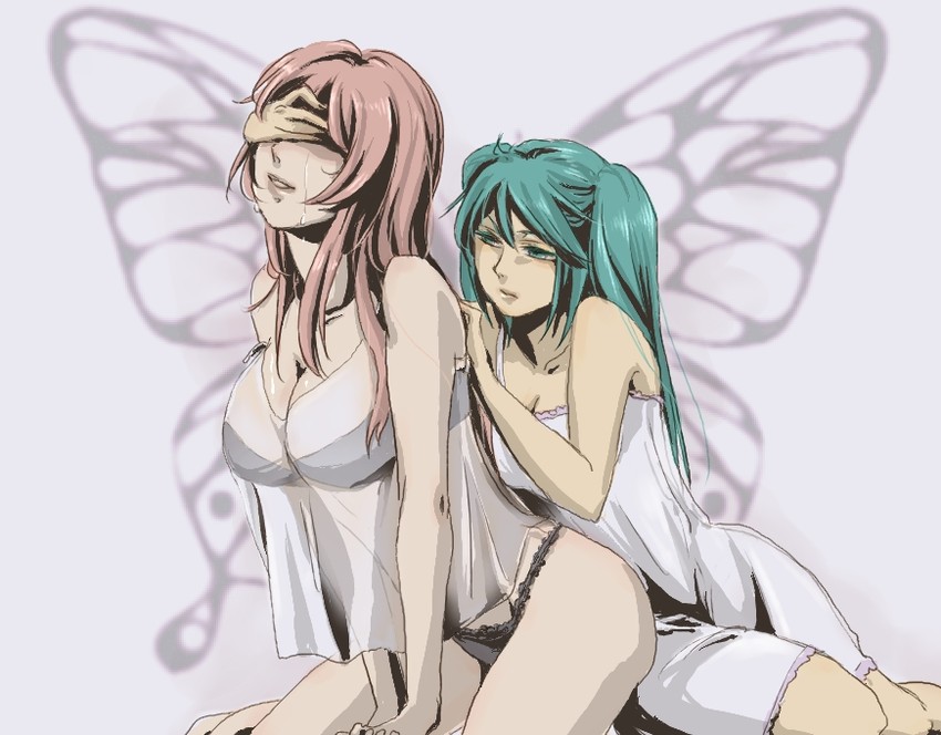 hatsune miku and megurine luka (vocaloid and 1 more) drawn by mizukiyo