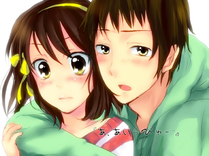 suzumiya haruhi and kyon (suzumiya haruhi no yuuutsu) drawn by the_starry_skies