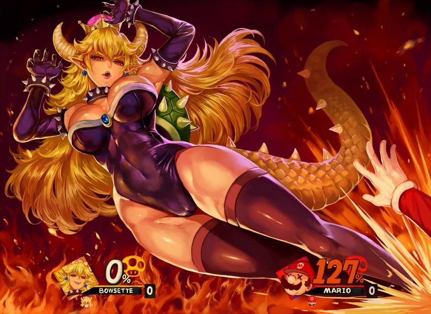 mario and bowsette (mario and 2 more) drawn by whistlerx