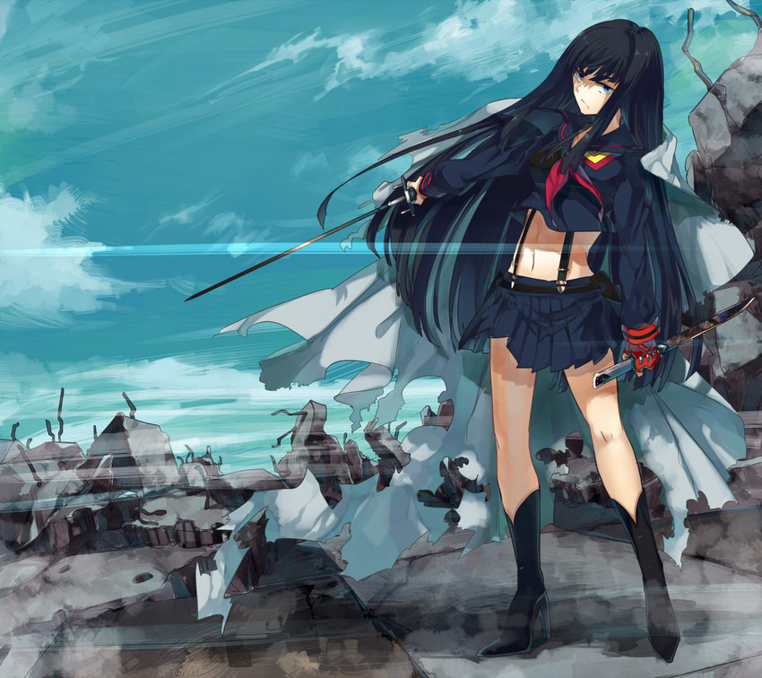 senketsu and kiryuuin satsuki (kill la kill) drawn by kazutake_hazano