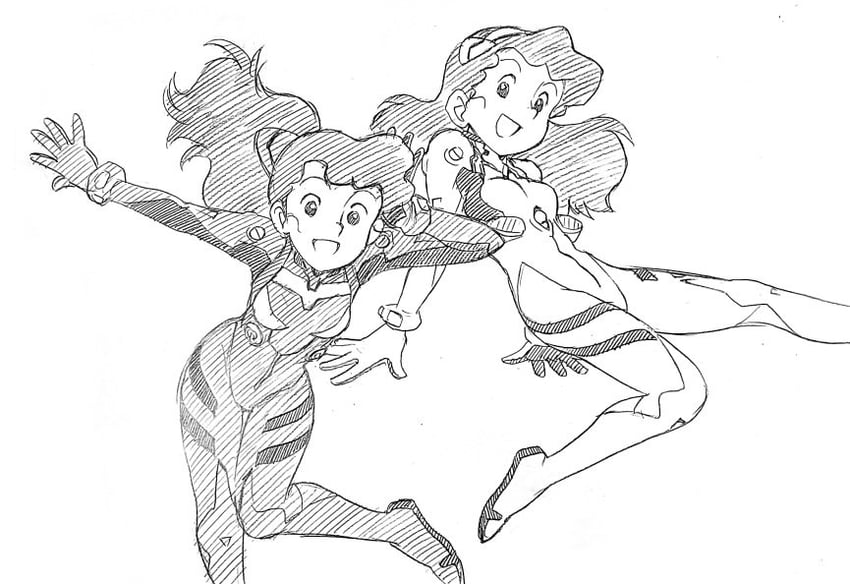 souryuu asuka langley, ayanami rei, patricia o'sullivan, and isabelle o'sullivan (neon genesis evangelion and 1 more) drawn by asari_yoshitoo