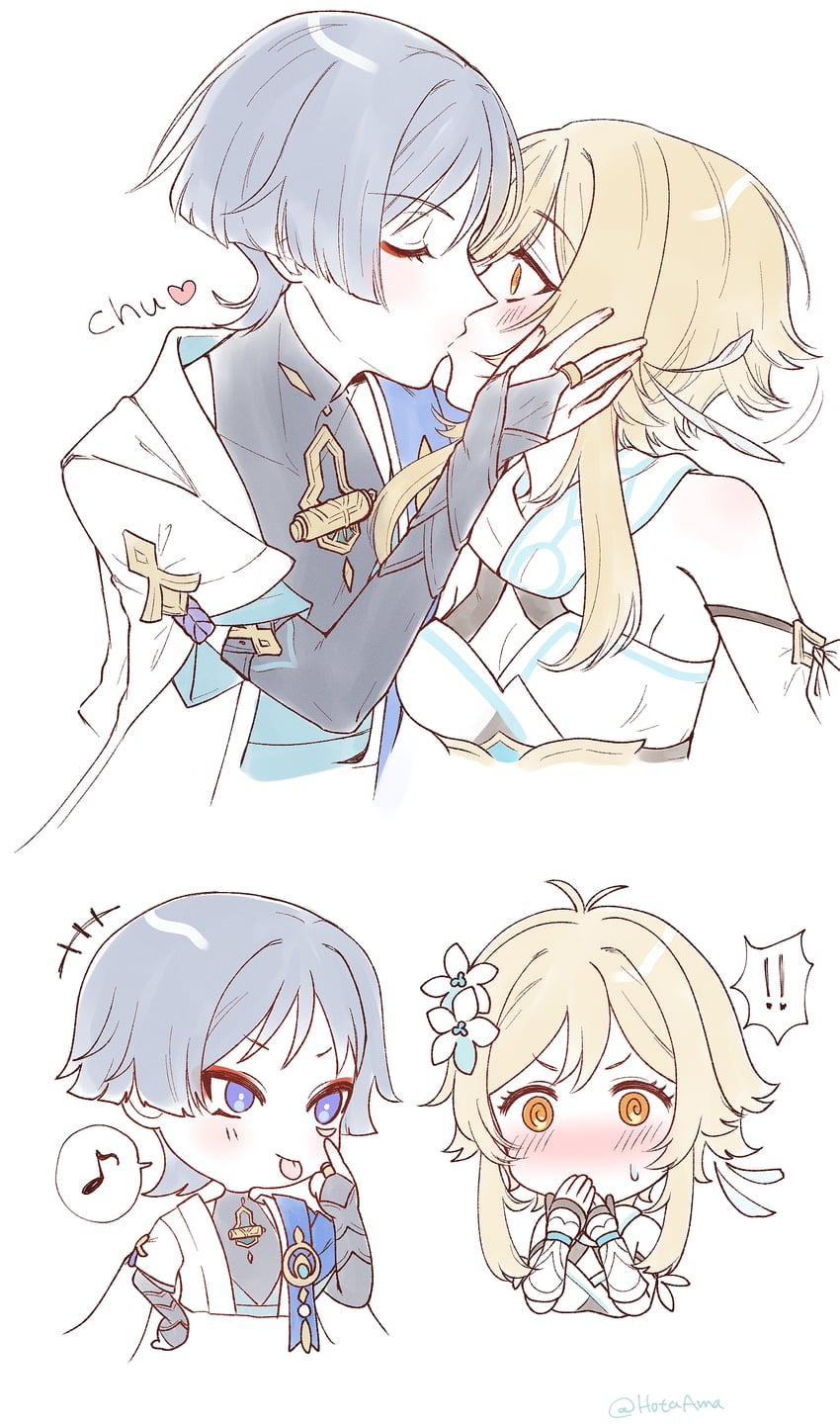 lumine, scaramouche, and wanderer (genshin impact) drawn by amano_hotaru_(hotaama)