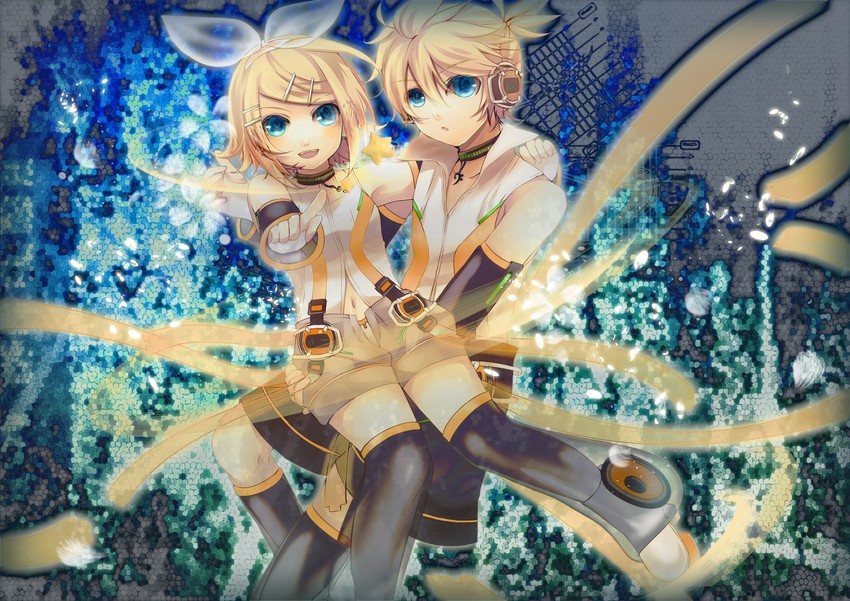 kagamine rin and kagamine len (vocaloid) drawn by soriku