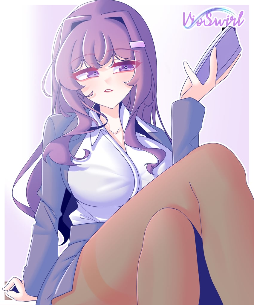 yuri (doki doki literature club) drawn by vioswirl