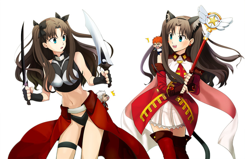 tohsaka rin, emiya shirou, archer, magical ruby, and kaleido ruby (fate and 2 more) drawn by sukinakoto