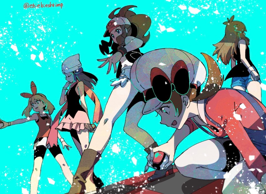 dawn, may, hilda, lyra, and green (pokemon and 5 more) drawn by shuri_(84k)