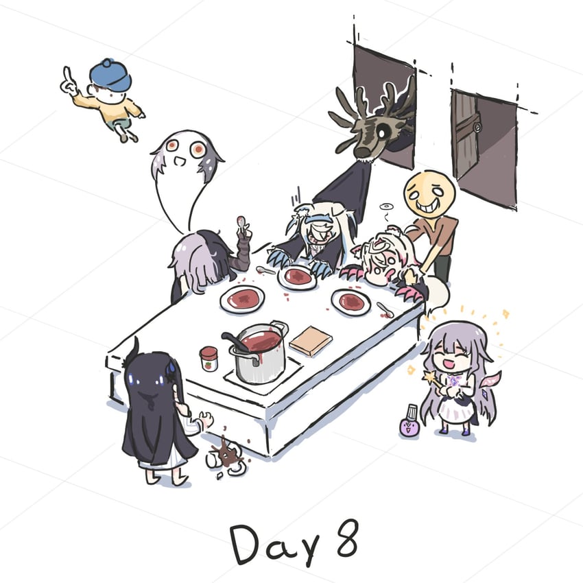 shiori novella, nerissa ravencroft, fuwawa abyssgard, mococo abyssgard, koseki bijou, and 2 more (hololive and 3 more) drawn by ta_wam