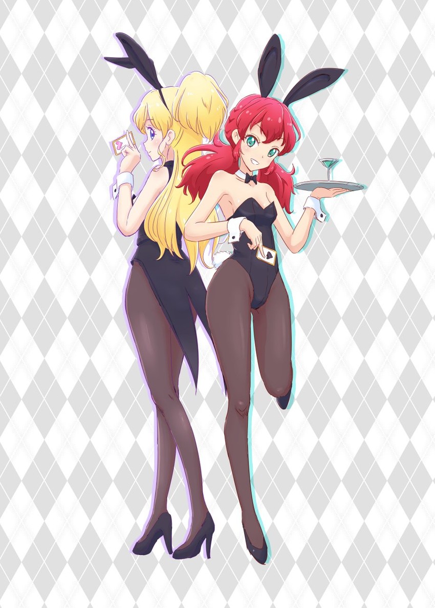 asuka mirai and kamishiro karen (aikatsu! and 1 more) drawn by piyotori