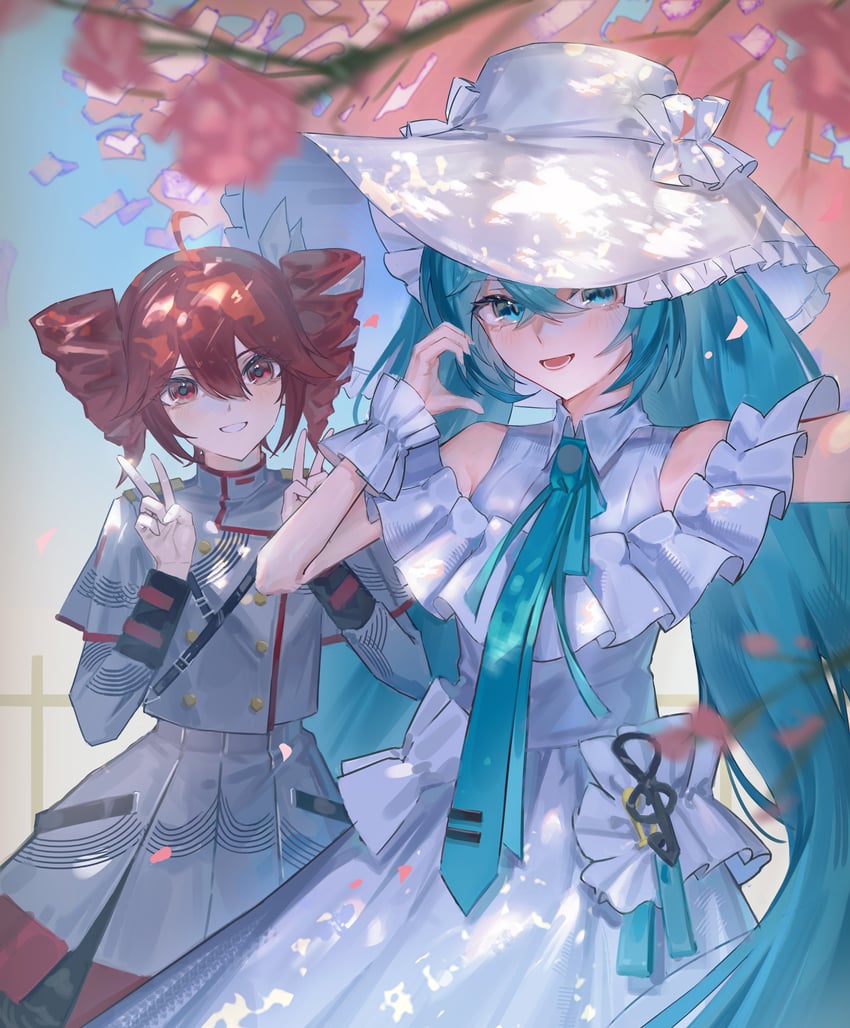 hatsune miku and kasane teto (vocaloid and 2 more) drawn by misassssi