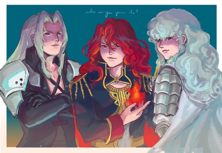 sephiroth, griffith, and arvis (fire emblem and 5 more) drawn by bakanachos