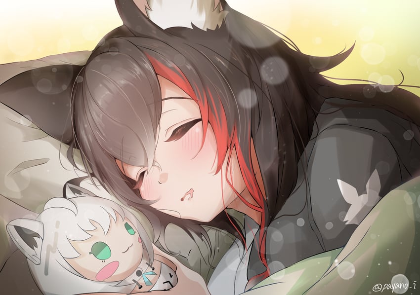 shirakami fubuki and ookami mio (hololive) drawn by payano_i