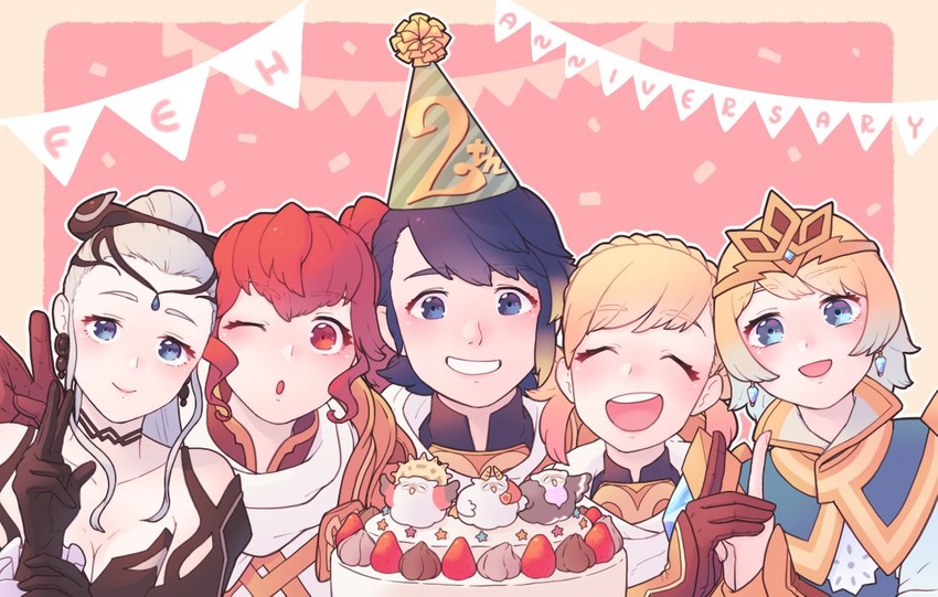 anna, sharena, fjorm, alfonse, feh, and 1 more (fire emblem and 1 more) drawn by d0o00o0b