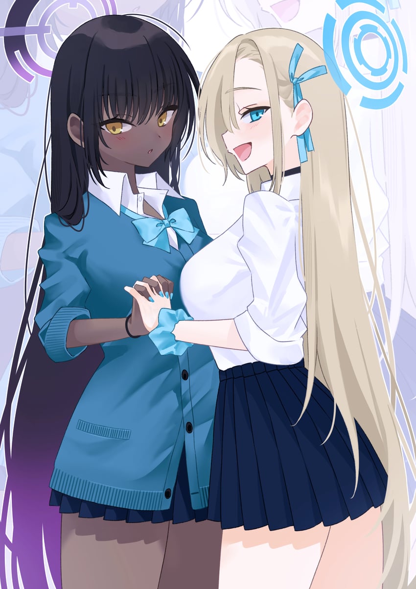 asuna and karin (blue archive) drawn by nicorinu