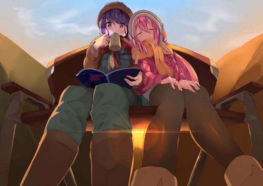 shima rin and kagamihara nadeshiko (yurucamp) drawn by kamakura_(clupeoidei)