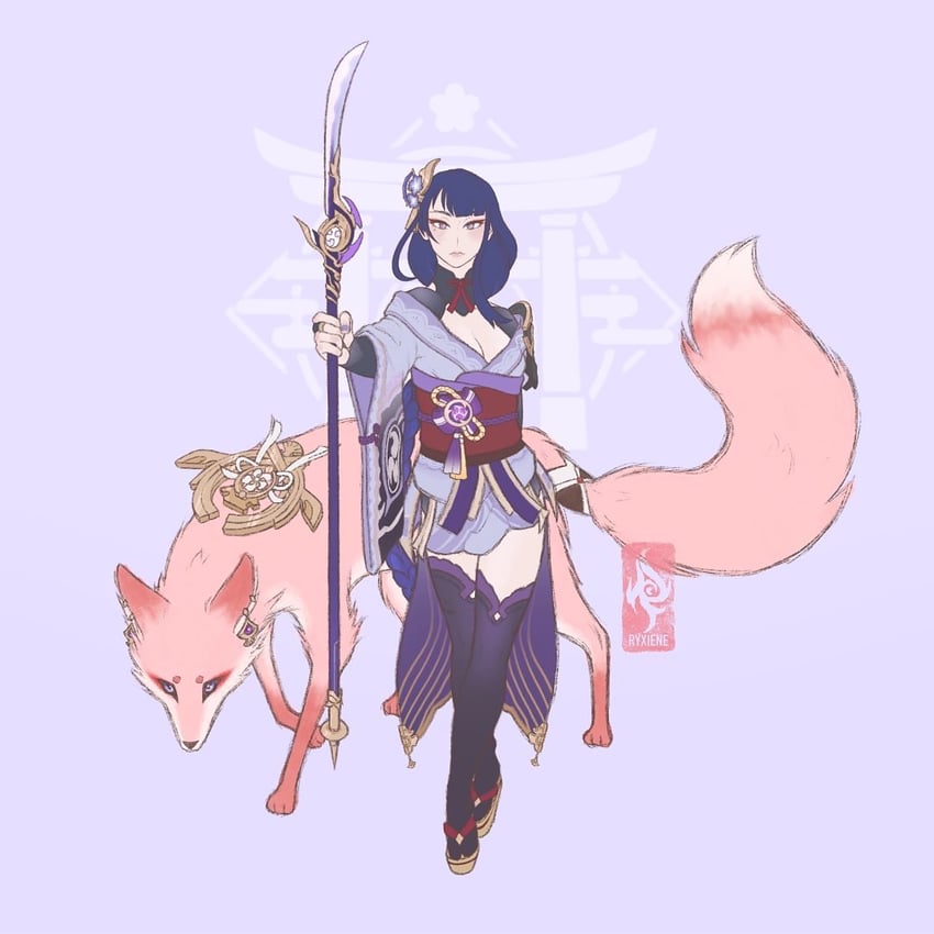 raiden shogun and yae miko (genshin impact) drawn by ryxiene