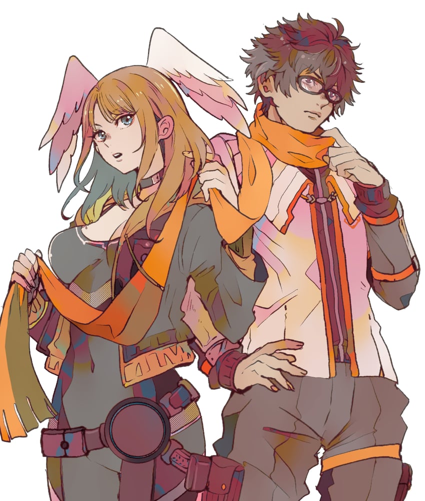 eunie and taion (xenoblade chronicles and 1 more) drawn by 9wa