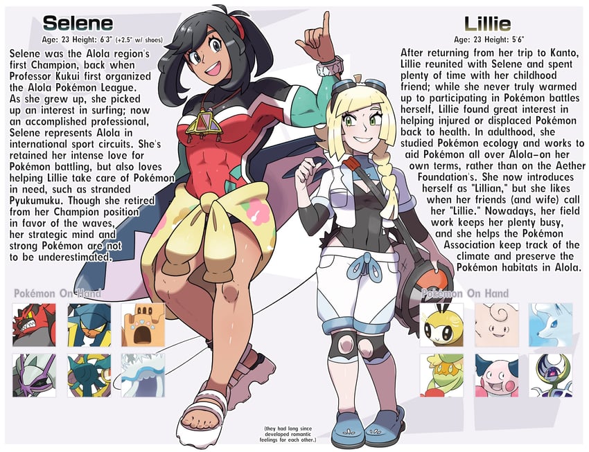 lillie, selene, incineroar, nihilego, comfey, and 8 more (pokemon and 1 more) drawn by juno_son