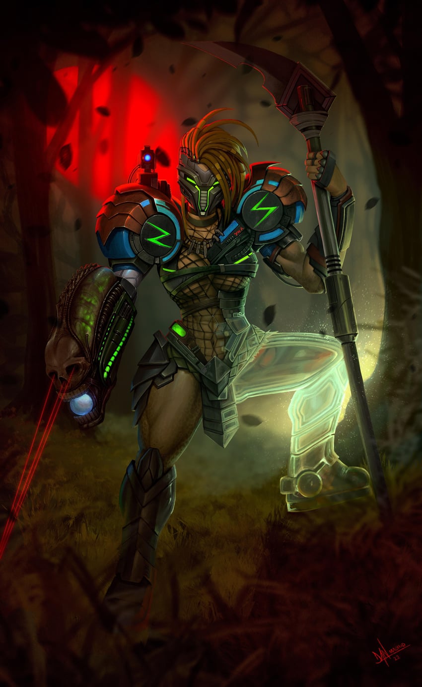 samus aran, xenomorph, and predator (metroid and 3 more) drawn by danderfull