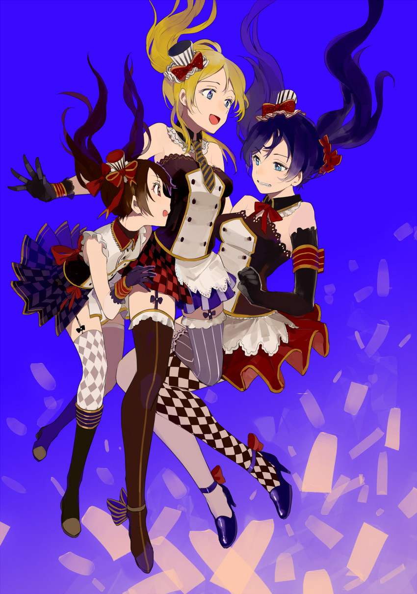 tojo nozomi, yazawa nico, and ayase eli (love live! and 2 more) drawn by lowe_(slow)