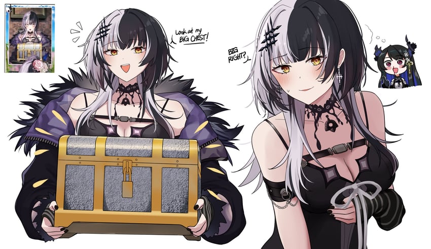 shiori novella and nerissa ravencroft (hololive and 1 more) drawn by rinny_rin2