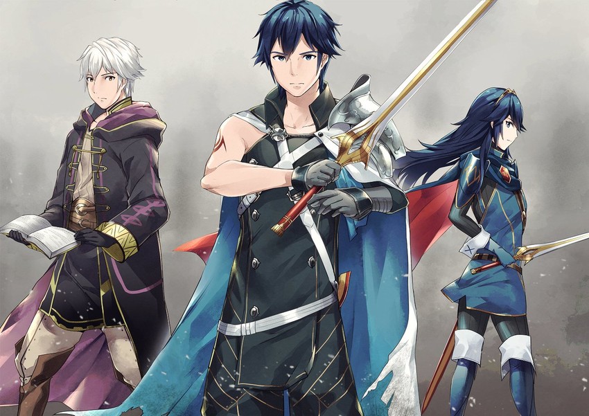 lucina, male robin, and chrom (fire emblem and 1 more) drawn by ameno_(a_meno0)