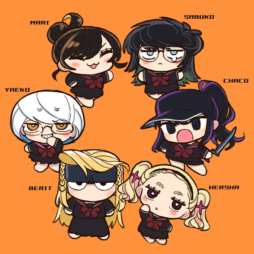 harsha, berit, eisu-chan, tsukigime sabuko, mari, and 1 more (original) drawn by eisu_(eith)