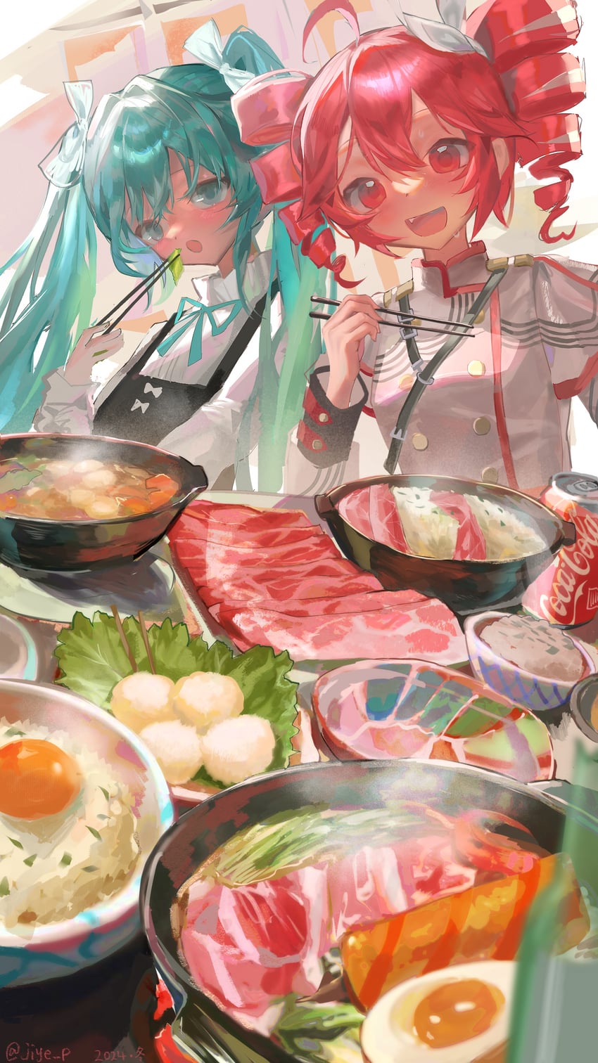 hatsune miku and kasane teto (vocaloid and 3 more) drawn by jiye_p1