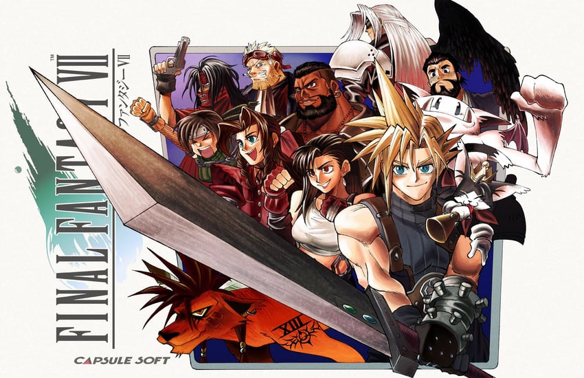 tifa lockhart, aerith gainsborough, sephiroth, yuffie kisaragi, vincent valentine, and 6 more (final fantasy and 1 more) drawn by capsule_(capsulecomputrz)