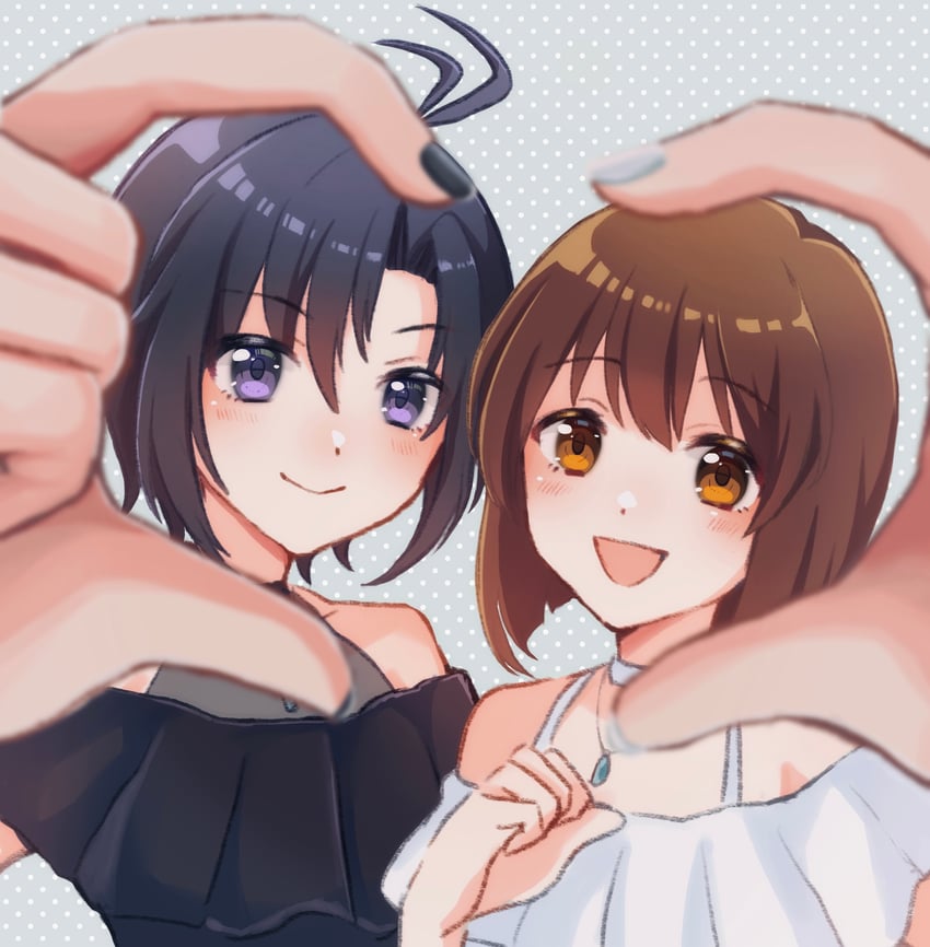 kikuchi makoto and hagiwara yukiho (idolmaster) drawn by shirako_(srk_srtk)