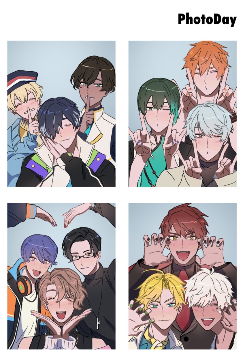 leviathan, mammon, lucifer, belphegor, luke, and 7 more (obey me!: one master to rule them all!) drawn by icchii_(07290424)