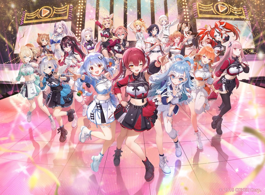 houshou marine, usada pekora, mori calliope, takanashi kiara, amane kanata, and 14 more (hololive and 3 more) drawn by amagai_tarou and ekao