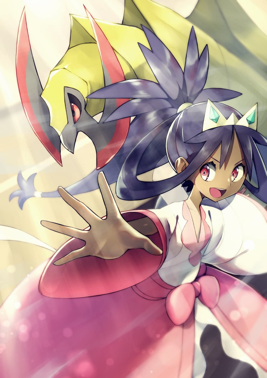 iris and haxorus (pokemon and 1 more) drawn by rindoriko