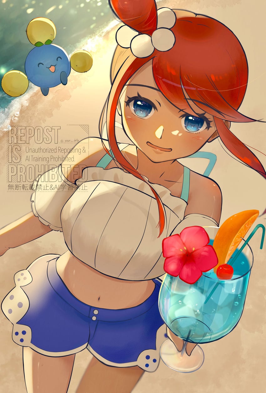 skyla and jumpluff (pokemon and 1 more) drawn by star_dr0p