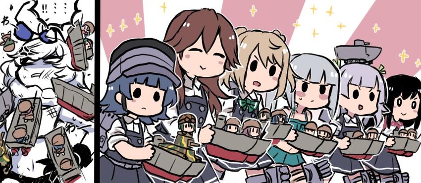 asashio, kasumi, fairy, michishio, kasumi kai ni, and 9 more (kantai collection) drawn by terrajin