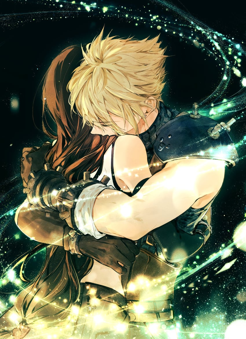 tifa lockhart and cloud strife (final fantasy and 2 more) drawn by maiii_(smaii_i)