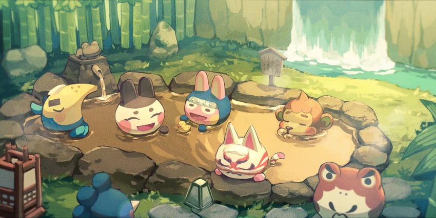 snake, genji, kabuki, ken, cyrano, and 2 more (animal crossing) drawn by saino_misaki