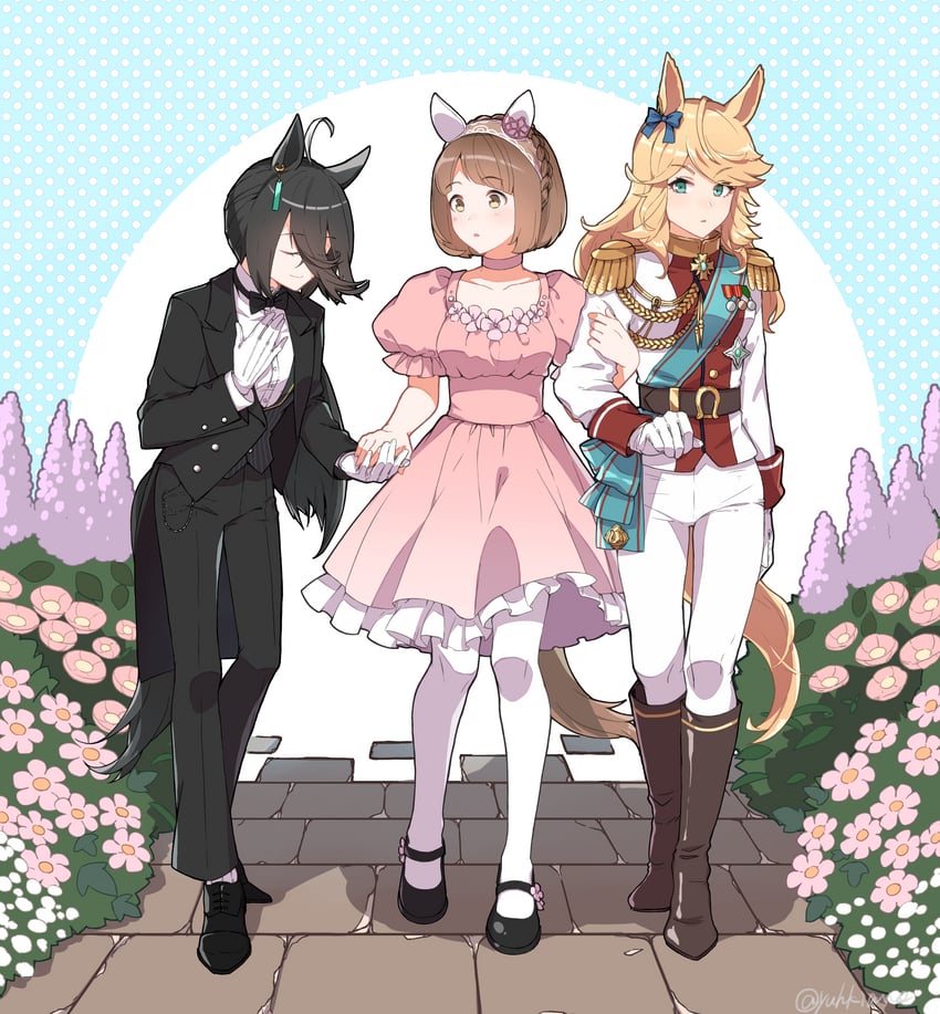 manhattan cafe, gold city, and yukino bijin (umamusume) drawn by yuhkiano